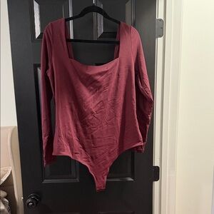 nuuds Maroon Long Sleeve Bodysuit
